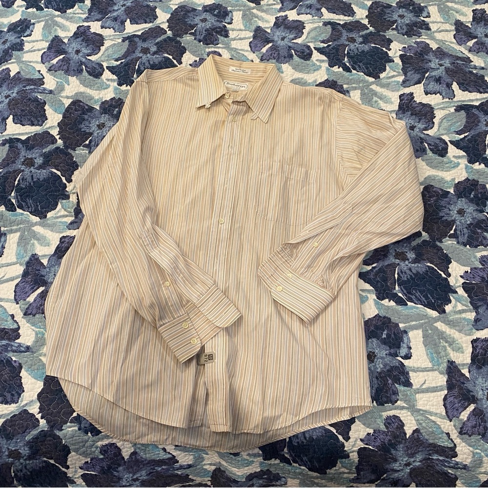 Burberry Men's Beige Striped button down Shirt